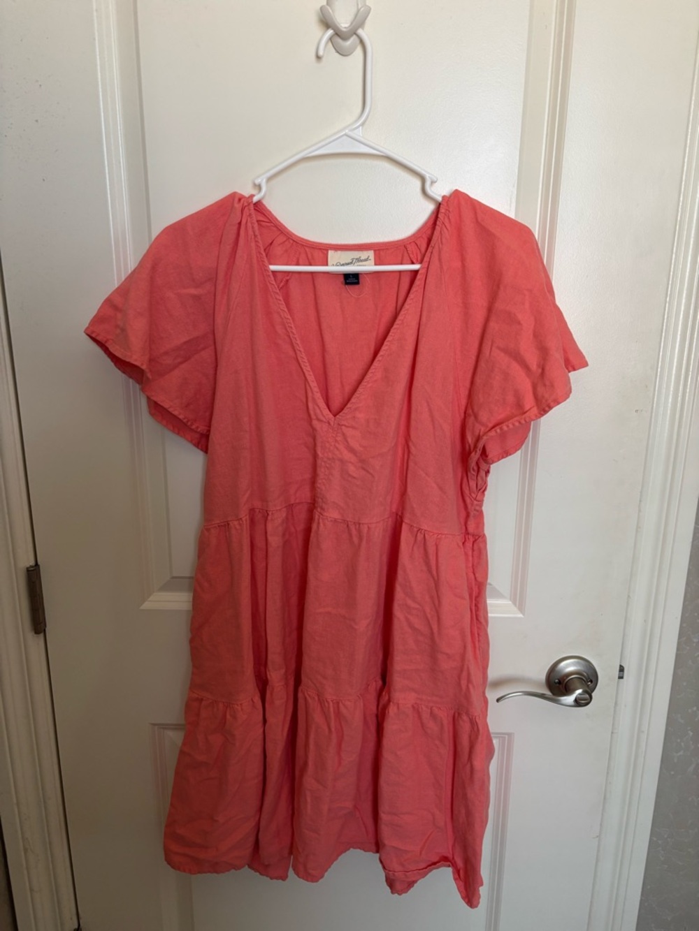 Universal Thread Coral Pink V-Neck Tiered Mini Dress